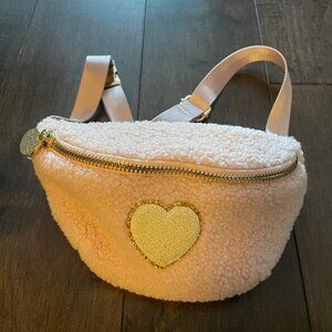 Stoney clover lane Sherpa Fanny pack pink with heart